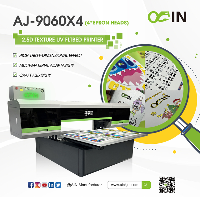 AINKJET AJ-9060X4 3D Embossed Texture UV Flatbed Printer