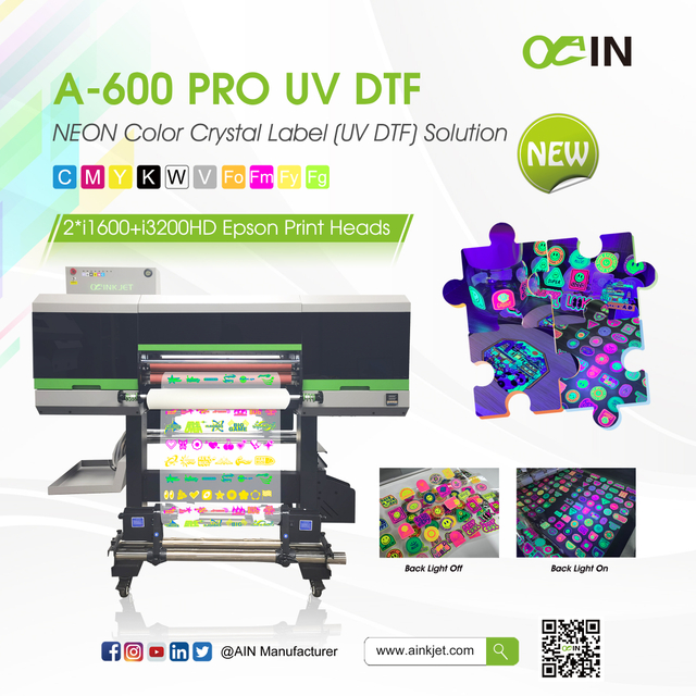 A-600 PRO UV DTF NEON Color Crystal Label UV DTF Solution