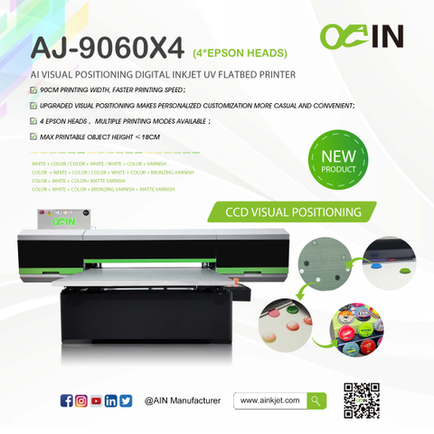 AJ-9060X4 AI Visual Positioning Digital Inkjet Uv flatbed Printer