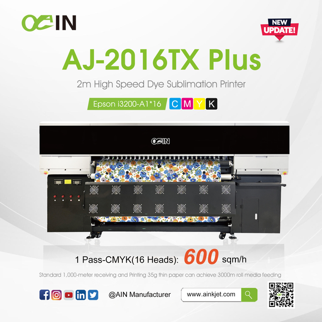  AJ-2016TX Plus 2m High Speed Dye Sublimation Printer