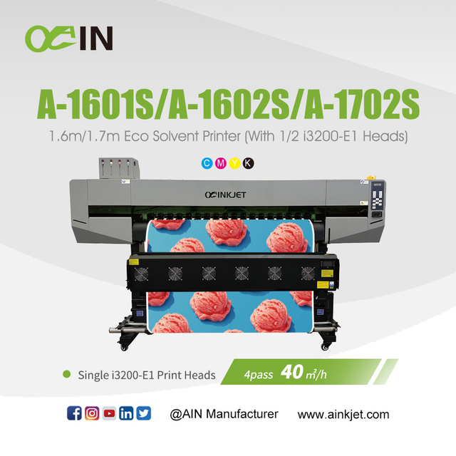 A-1601S/A-1602S/A-1702S 1.6m/1.7m Eco Solvent Printer (With 1/2 i3200-E1 Heads) 