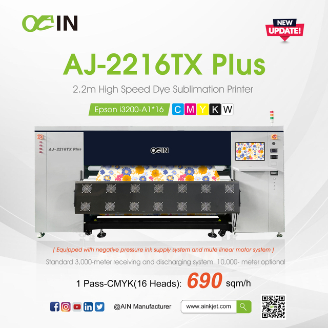 AJ-2216TX Plus Industrial High Speed Dye Sublimation Printer