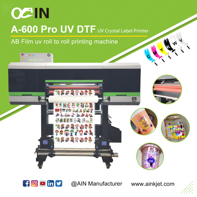 A-600 Pro UV DTF UV Crystal Label Printer AB Film UV Roll To Roll Printing Machine