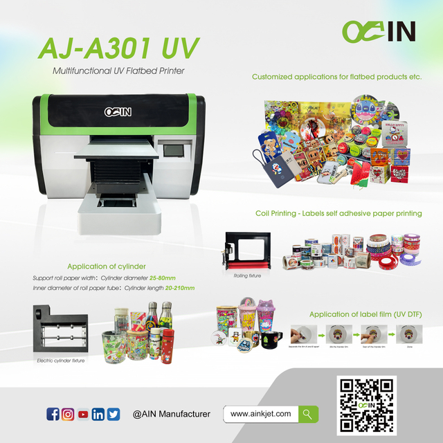 AJ-A301 Multifunctional UV DTF Flatbed Printer