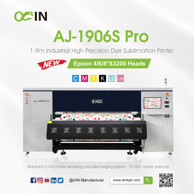  AJ-1906S Pro 1.9m Industrial High Precision Dye Sublimation Printer 