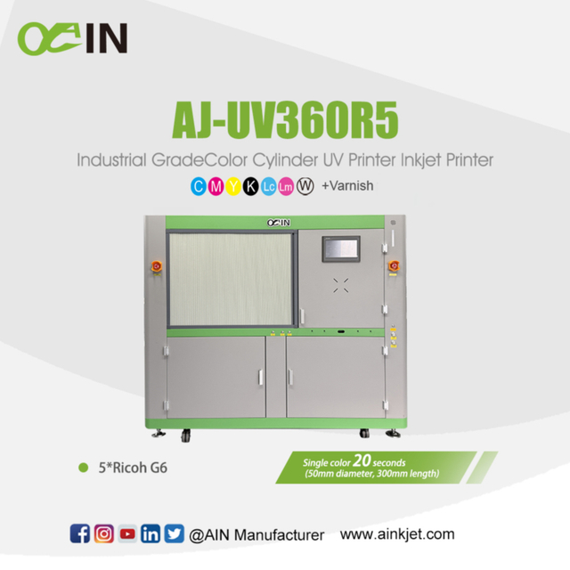 AINKJET AJ-UV360R5 Industrial Grade Color Cylinder Printer 