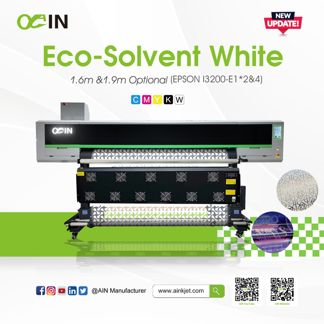 AINKJET Eco-Solvent White Ink Printing Solution 1.6m &1.9m Optional 